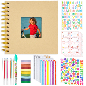 Hardcover Thick Kraft Paper Blank Scrapbook, Spiral Scrapbook Photo Albums for Couple Baby Anniversary Wedding Family Gifts