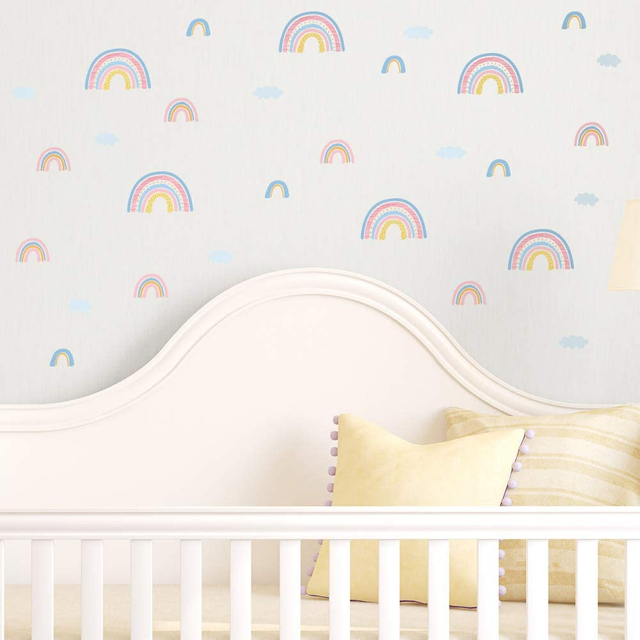 Cartoon Rainbow Wall Sticker Nursery Kids Wall Stickers for Decal Classroom Living Room