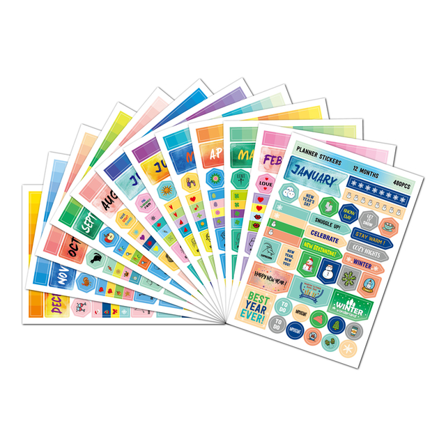 Removable Monthly Planner Sticker Set for Notebooks Supplies Stationery Diary Stickers