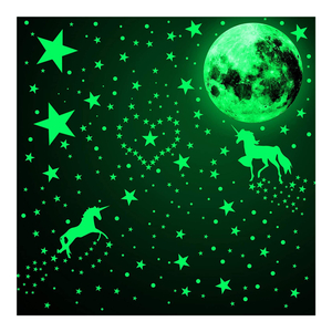 Glow In The Dark Vinyl Unicorn Luminous Moon Star Wall Sticker