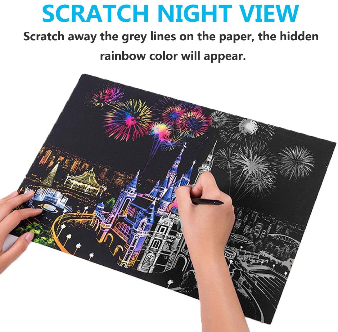 Scratch Paper Rainbow Painting Sketch Pads DIY