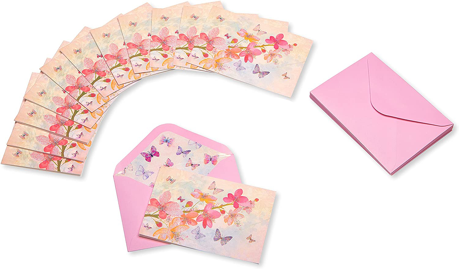 Elegant Pink Greeting Thank You Blank Cards with Envelopes