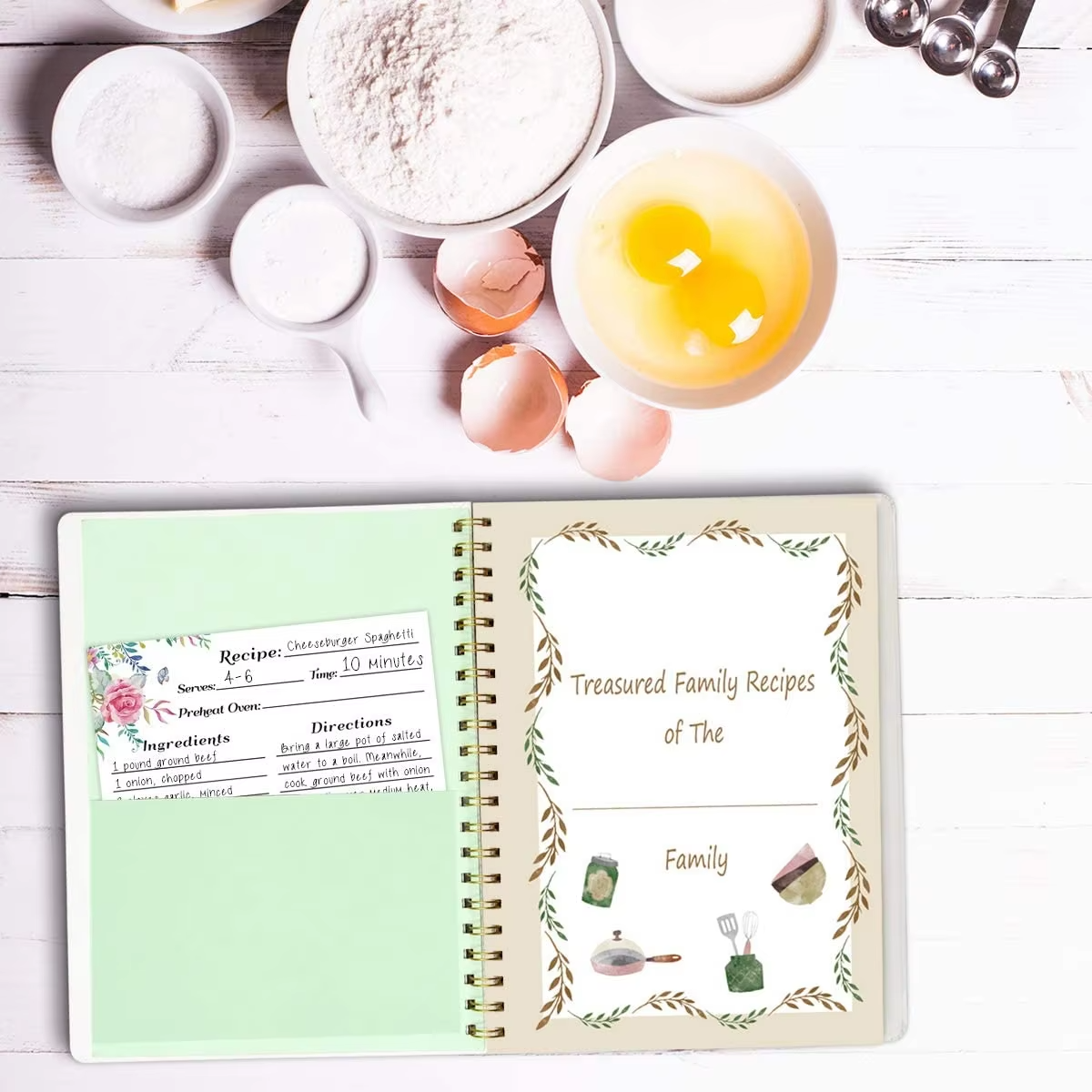 Recipe Notebook Journal Blank Cookbook Recipe Book 8.5" x 11" Blank Recipe Book to Write in with Tabs Stickers