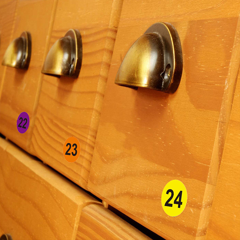 1-100 Round Colored Labels 1 Inch Self Adhesive Vinyl Number Decals For Office Inventory Storage Bins Consecutive Number Sticker