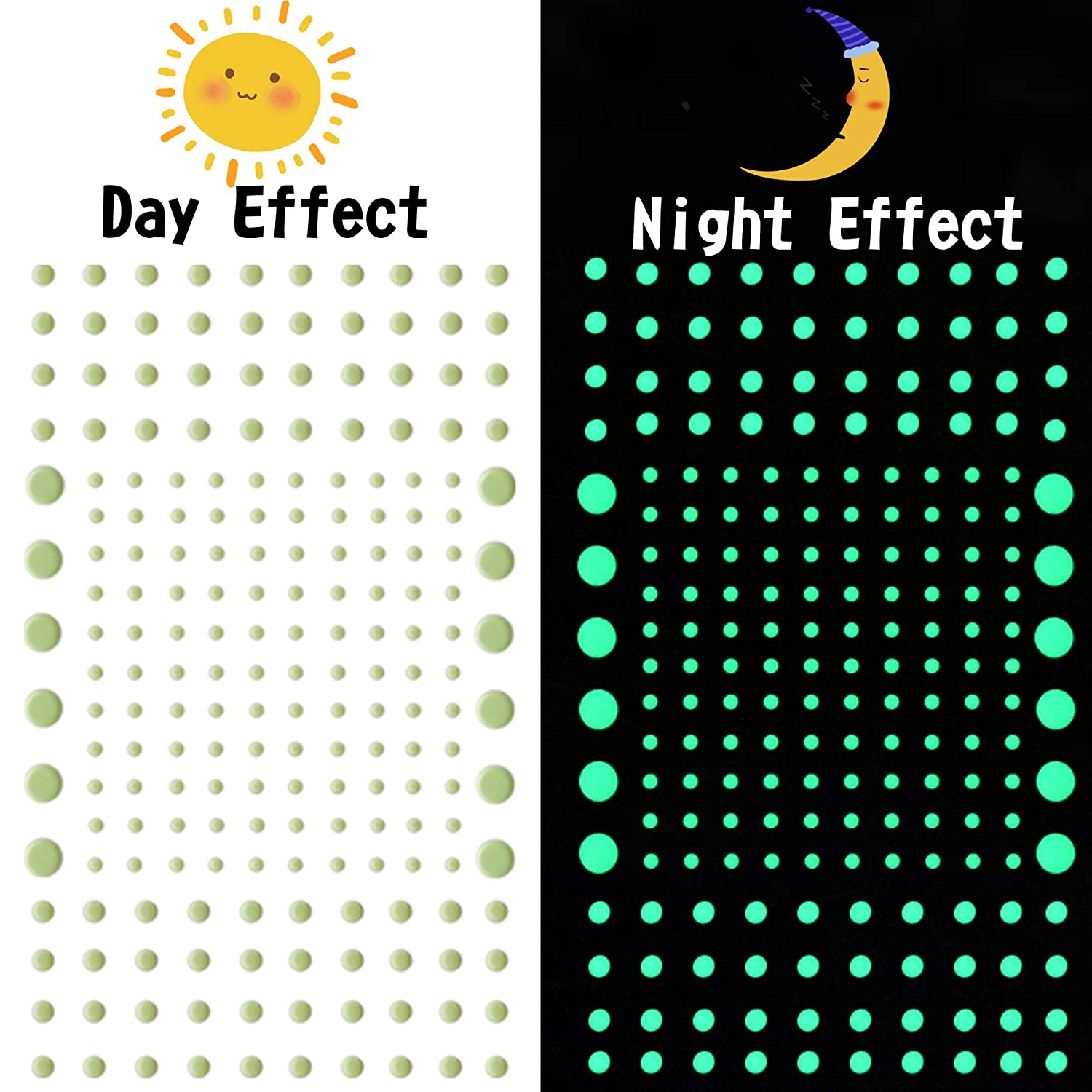 Glow in The Dark Stars with Crescent Moon Luminous Fluorescent Stickers Children's Room