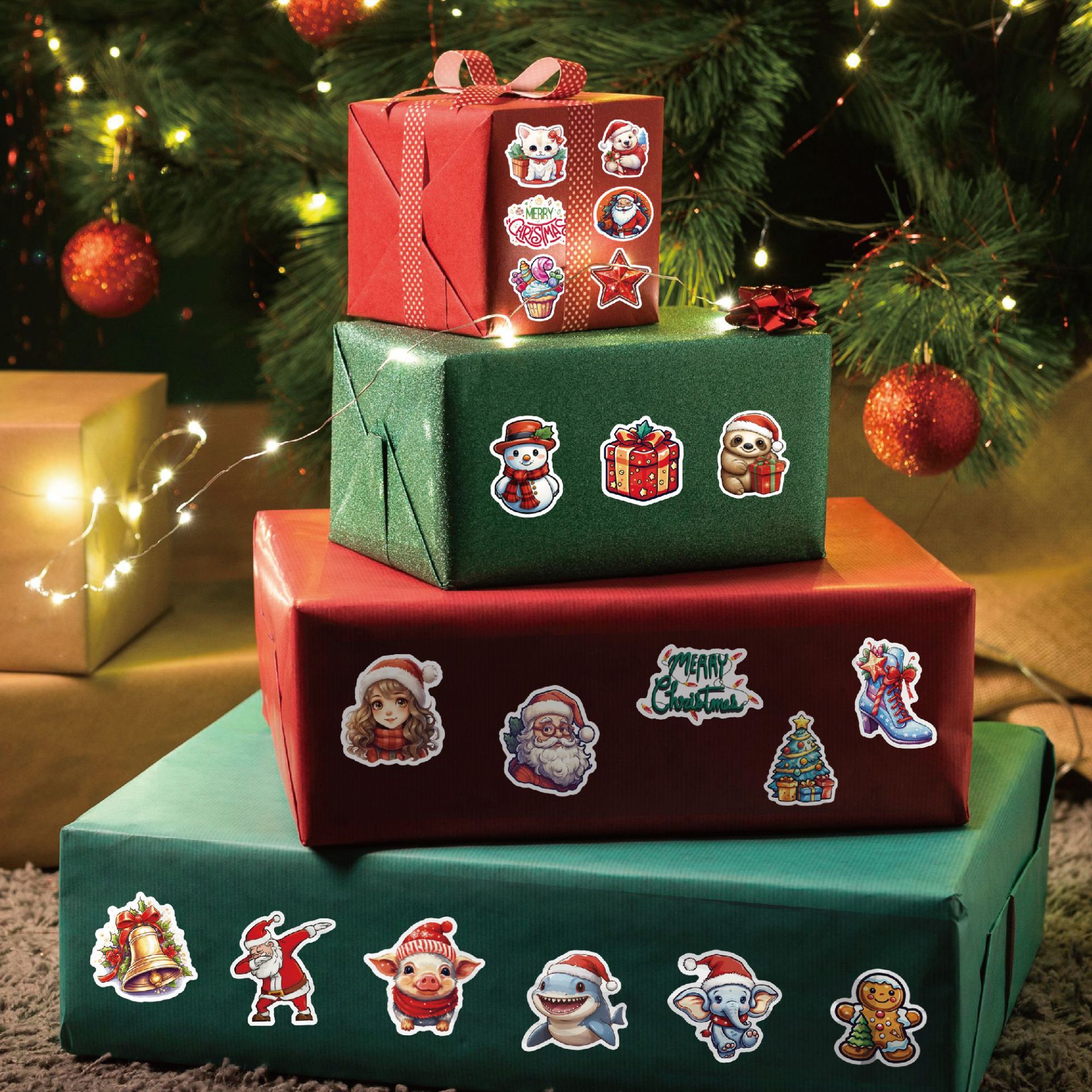 Vinyl Die Cut Cartoon Christmas Stickers Decorations for Laptop