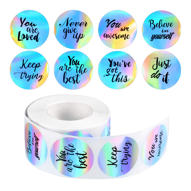 1.5 Inch Waterproof Laser Inspirational Motivational Quote Stickers Encouraging Stickers
