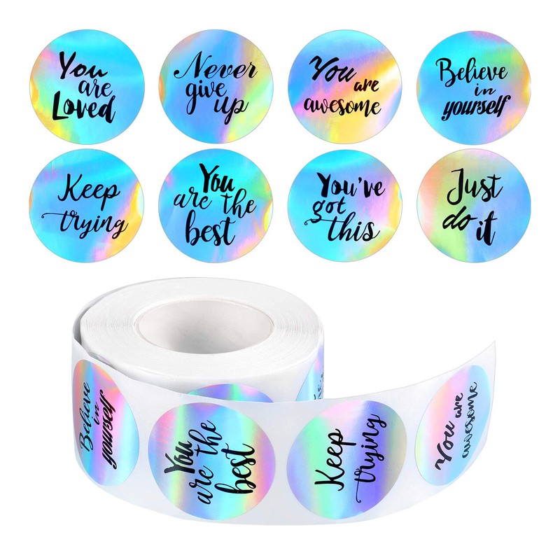 1.5 Inch Waterproof Laser Inspirational Motivational Quote Stickers Encouraging Stickers