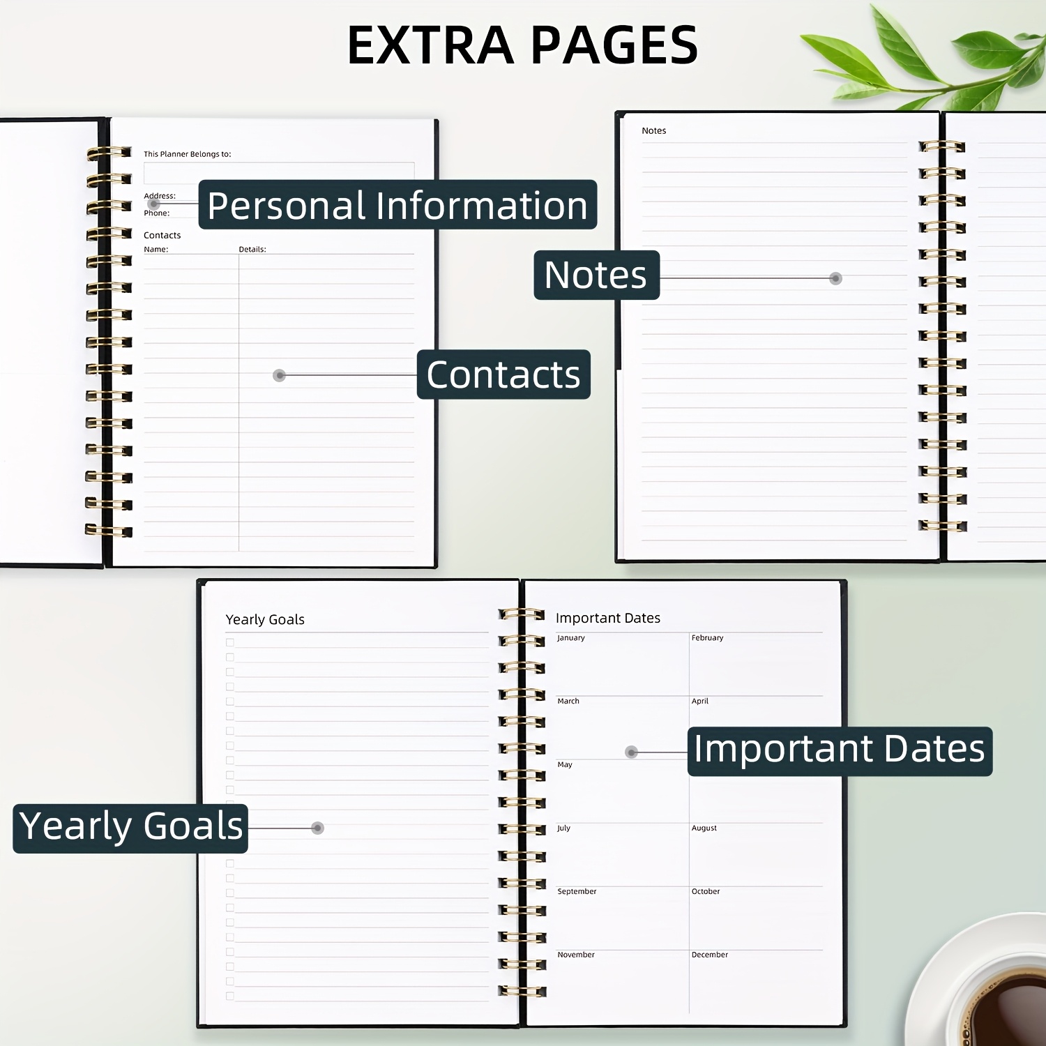Spiral-Bound Undated Weekly & Monthly Planner 53 Week Agenda Journal Productivity Enhancing Stationery for Office Use