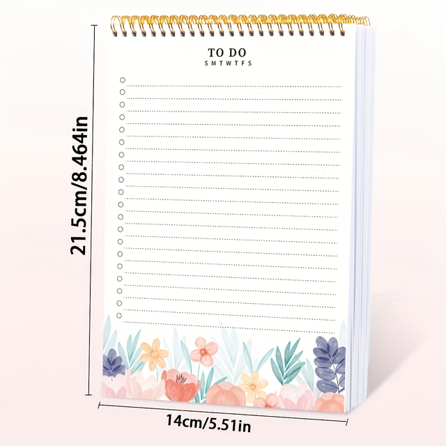Tear-Off To Do List Notepad with Colorful Floral Style Daily Planner Spiral Simple Multi-Purpose Productivity Organizer