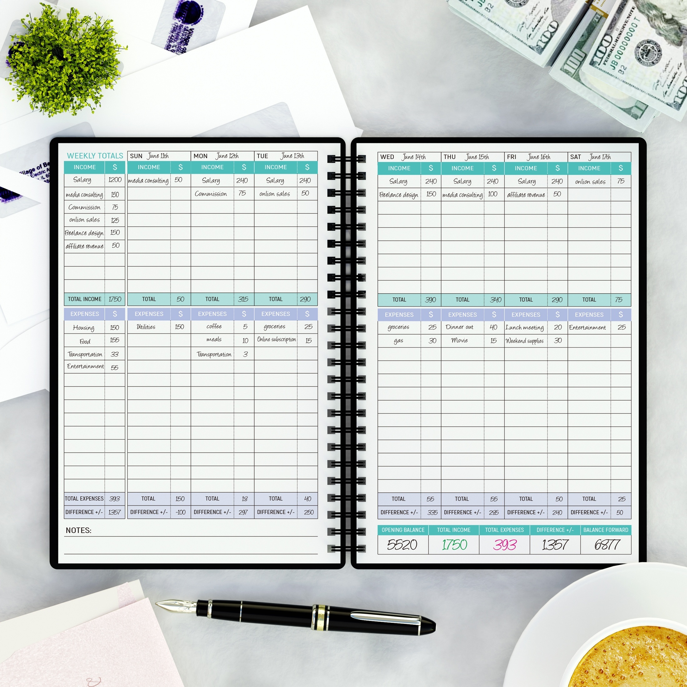 Income And Expense Tracker Notebook For Better Money Management - Bookkeeping Record Book