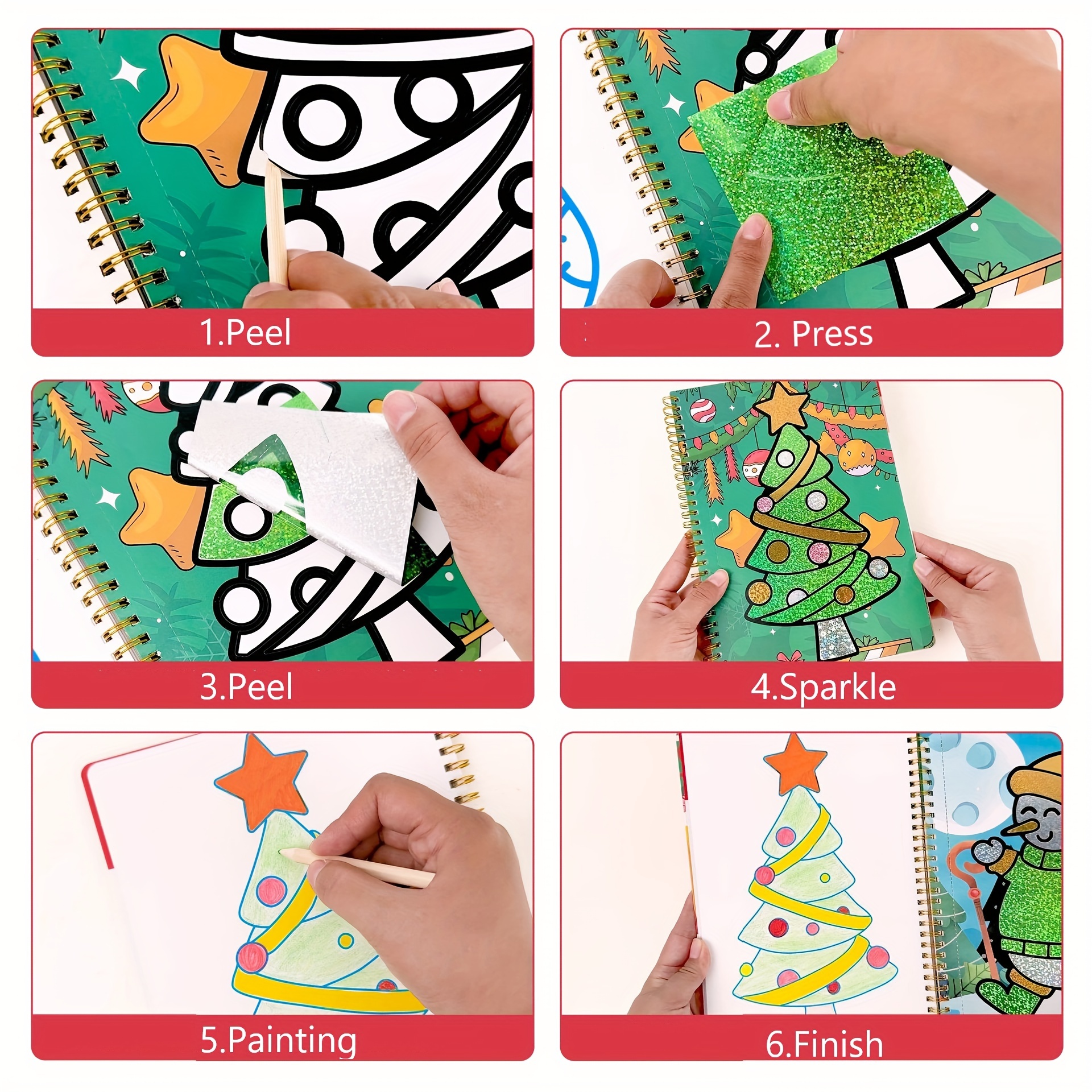 Foil Art Christmas DIY Toy No Mess Creative Travel Supply Set Idea Birthday Christmas Valentine Gift for Girl Boy Children