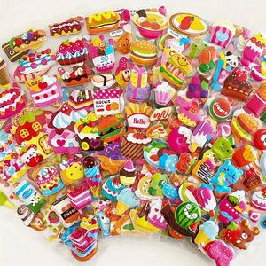 Sweet Cartoon Cake Delicious Puffy Sticker Collection for Kids 3D Puffy Dessert Cupcake And Tropical Fruit Decals