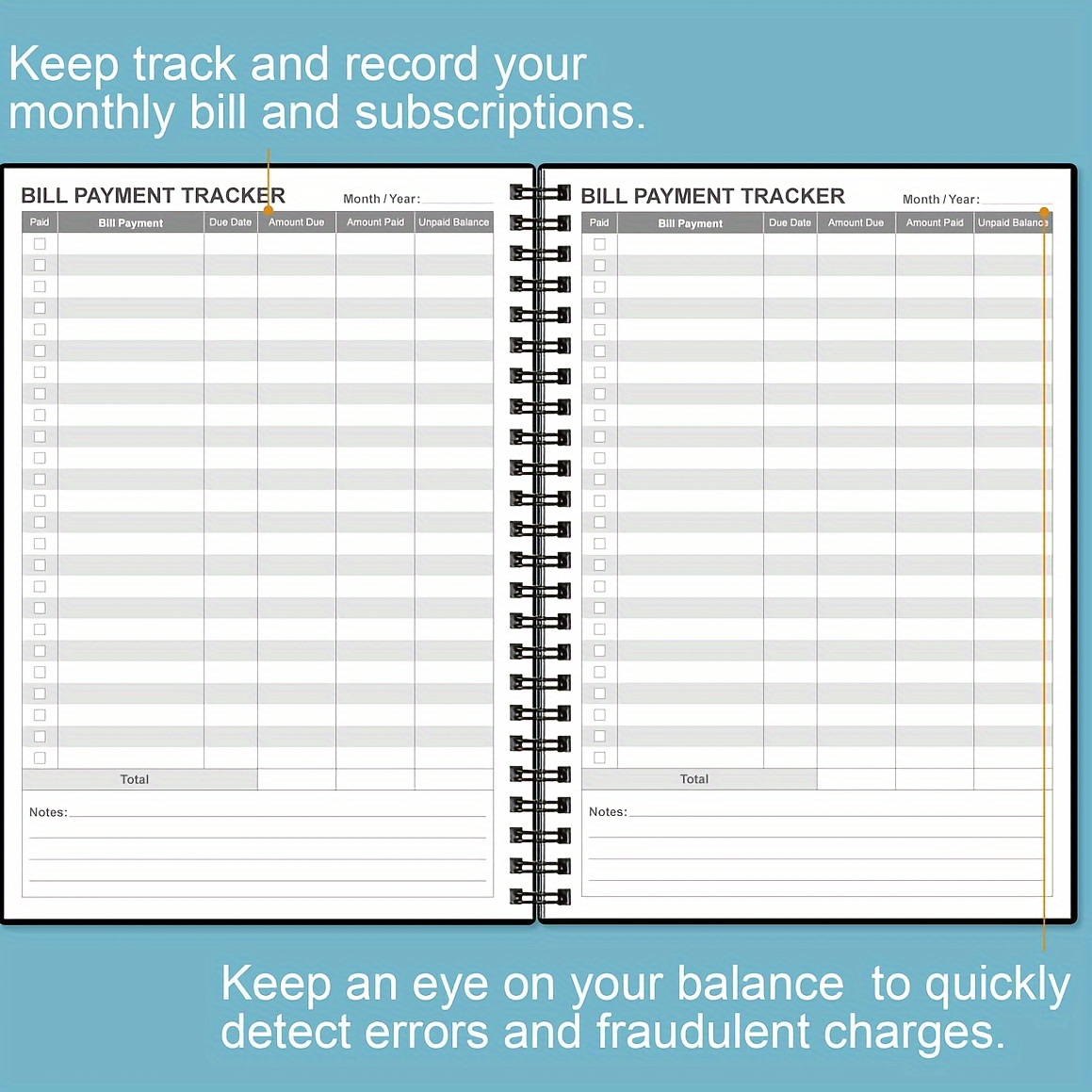 Monthly Bill Organizer & Planner for Personal Budgeting Financial Payments Checklist Organizer Bill Tracker Notebook Planner