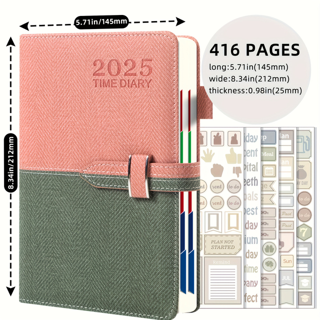 2025 Daily Planner 12-Month Calendar Weekly & Monthly Schedule Appointments To-Do List Goal Setting Productivity Adult Organizer