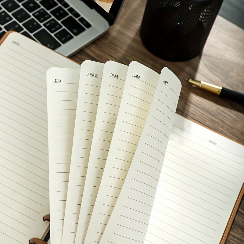 Leather Cover Minimalist A5 Notebook with Mushroom Clasp - Durable Stylish Daily Spiral Note Book for Office Supplies