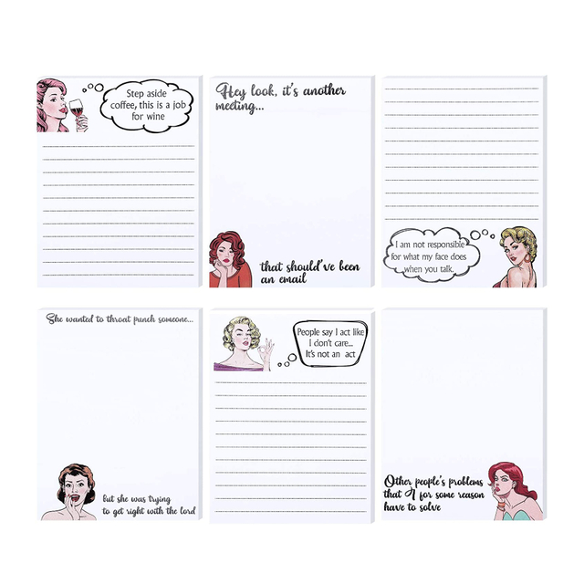 6 Pieces Funny Novelty Writting Memo Pads Personalized 5.5 x 4.25 Inch Notepads for Coworkers Office Staff