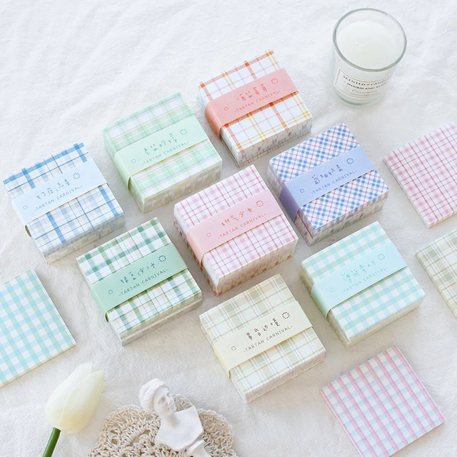 Cute Lattice Memo Pads Diary Sticky Paper Notes Office School Stationery Notepad