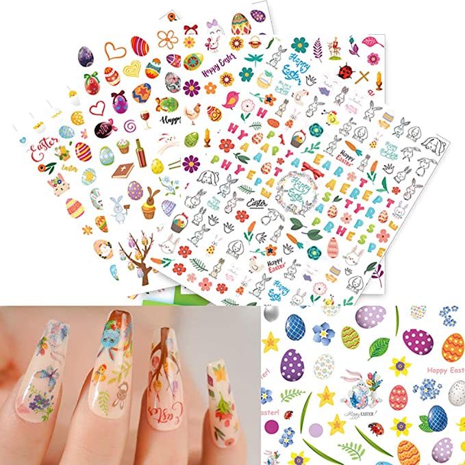 Children Bunny Nail Easter Egg Stickers Custom Logo Designs Self Adhesive Nail Art Decals Butterfly for Kids Girls Women