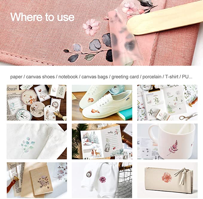 Decorative Color Custom Scratch Transfer Stickers Flower Planner Plant Rub-on Decal Sticker Logo Interior Diary Notebook Home