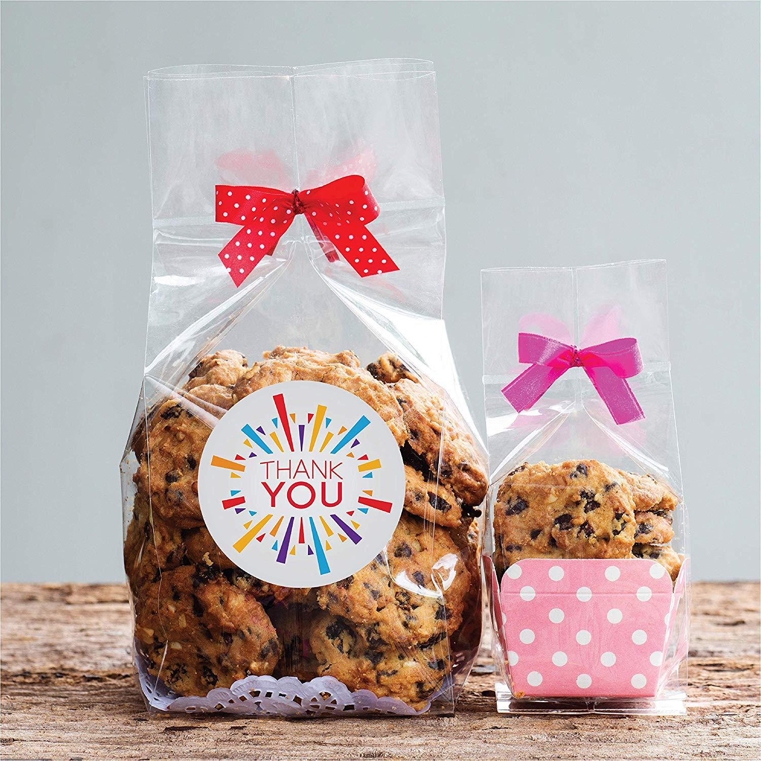 Custom Adhesive Thank You Sticker with Logo Printing 1 inch Label for Cake Chocolate Box Present Gifts Packaging Small Business