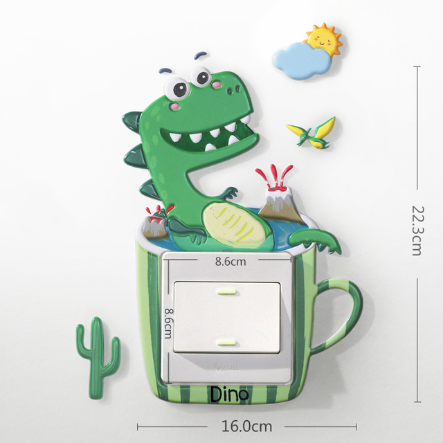 Creative 3D Cartoon Living Room Resin Switch Board Puffy Stickers for Frameless Decoration