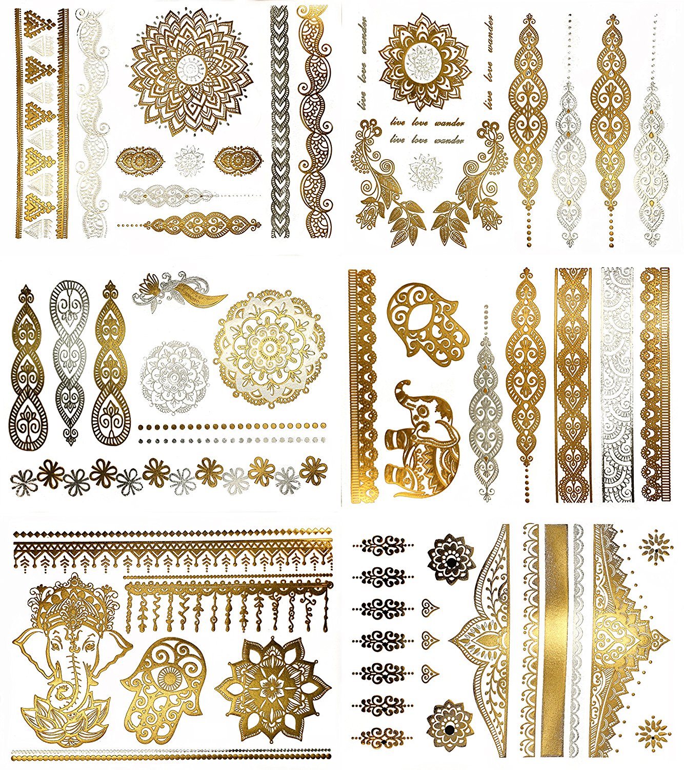 Non Toxic Skin Arm Custom Face Gold Sticker Temporary Tattoo