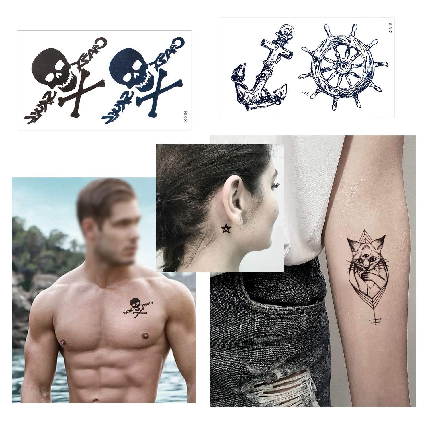 Black Flower Star Letter Animals Tattoo Sticker Waterproof Temporary Custom Design Logo for Girls Kids Women Man Chest Back Leg
