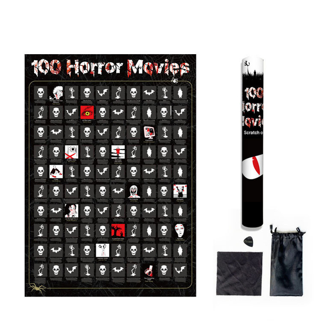 Top 100 Horror Movies Scratch Off Poster Must See Movie Challenge