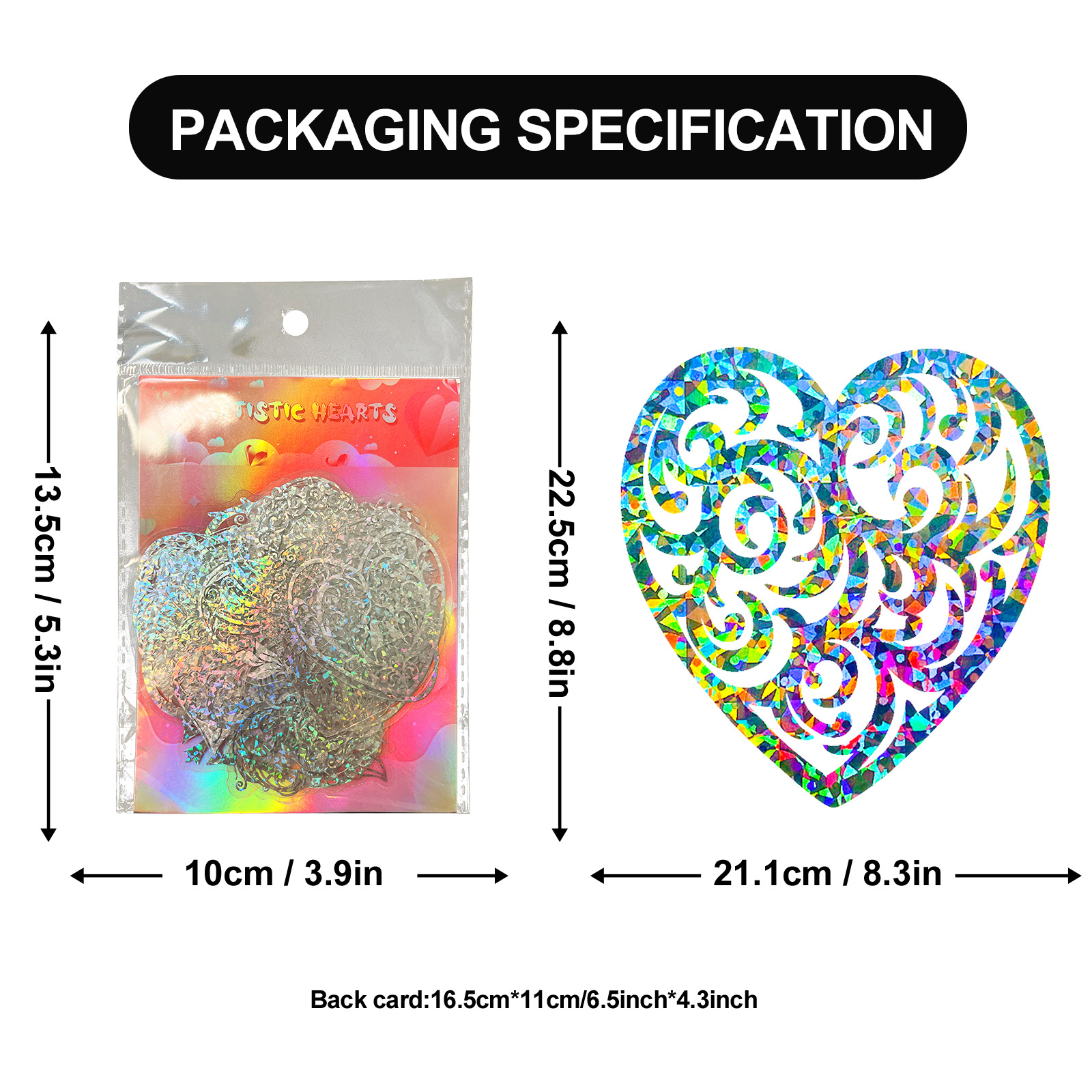 DIY Decorative Love Heart Shaped Transparent Holographic Glitter Stickers Laser Transparent Scrapbook Stickers