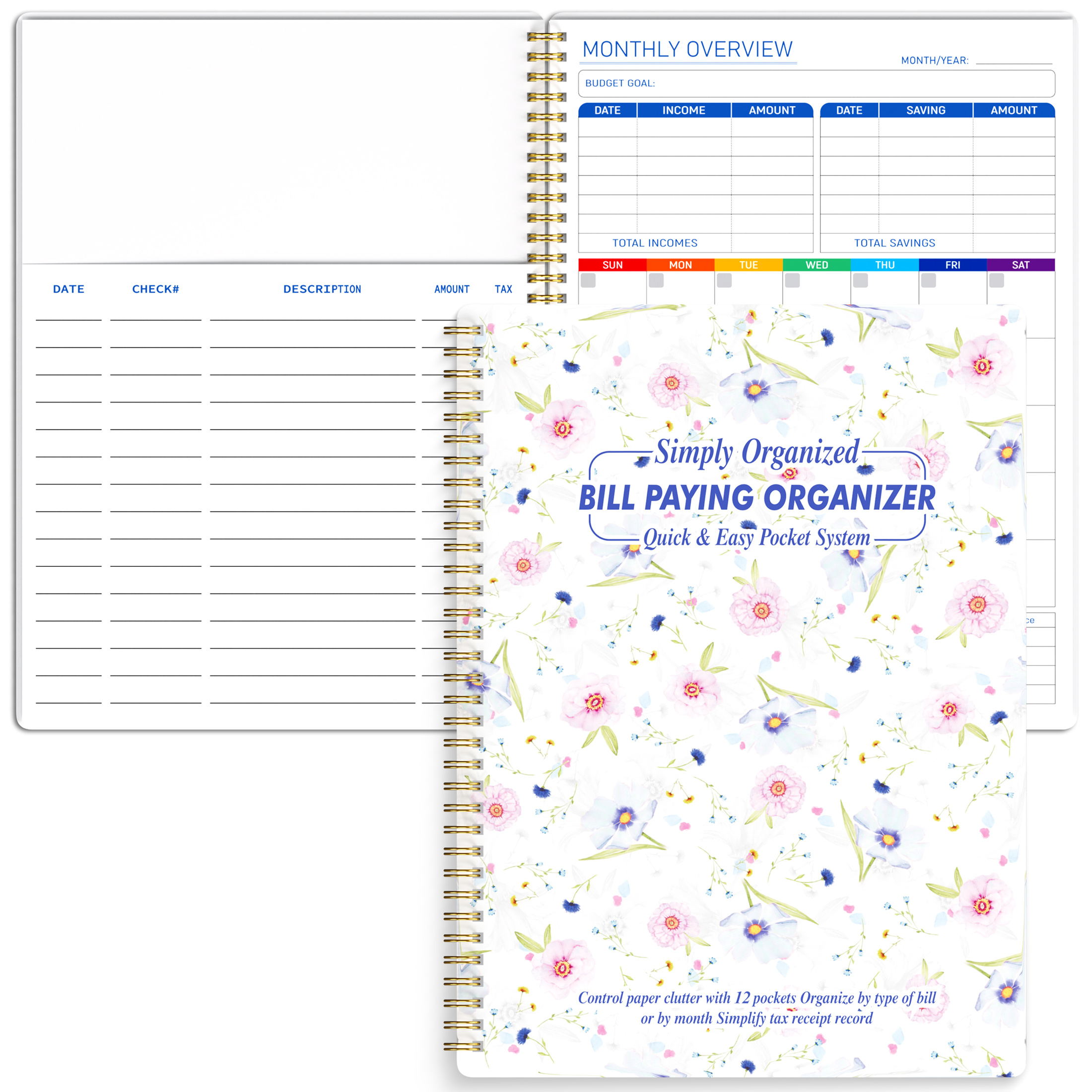 Undated Budget Planner Monthly Finance Organizer with Expense Tracker Spiral Bound Monthly Account Planners Finance Planner