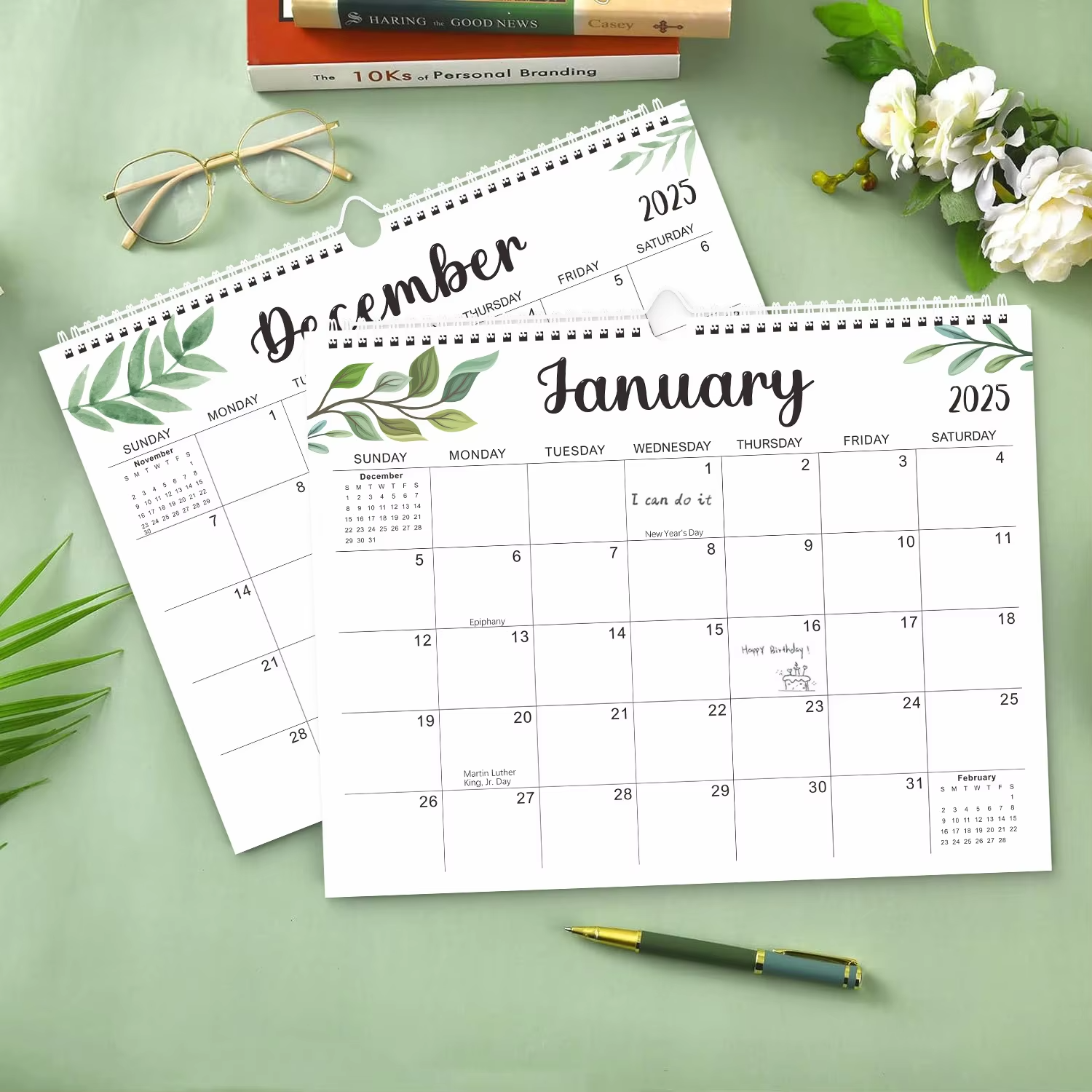 2025 Wall Calendar Custom Printing Advent Monthly Desk Table Calendar with Large Blank Blocks