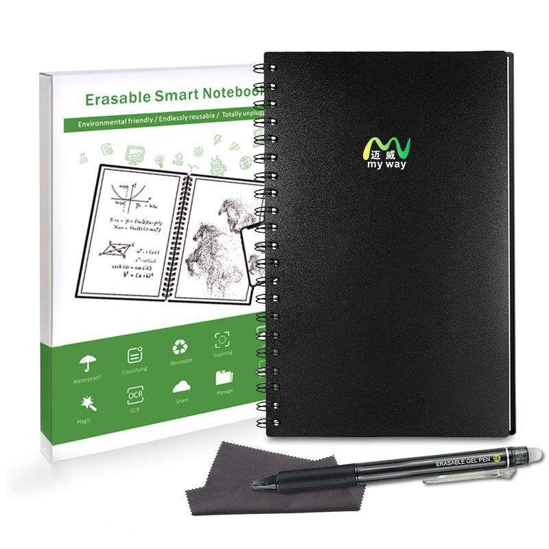 Waterproof & Reusable A5 Smart Notebook Set Scannable for Digital Use with Erasable Pen And Microfiber Wipe