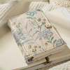 Vintage Flower Fabric Embroidery Floral Cover Loose-Leaf Notebook with Detachable Pages & Elegant Buttons