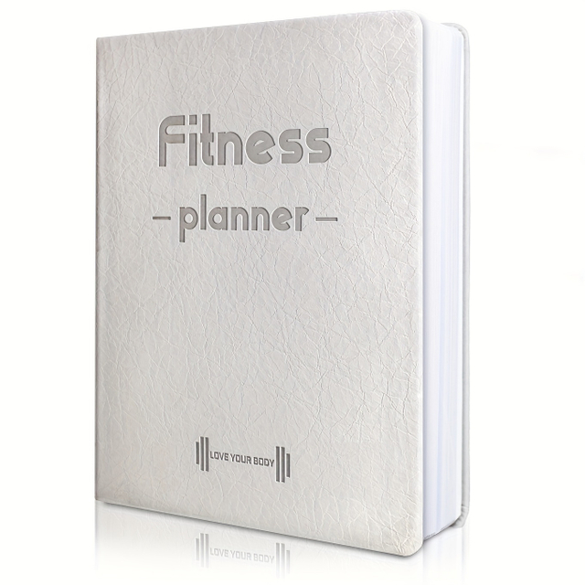 A5 Leatherette Fitness Planner Hardcover Workout Log Book to Track Exercise Progress for Women & Men