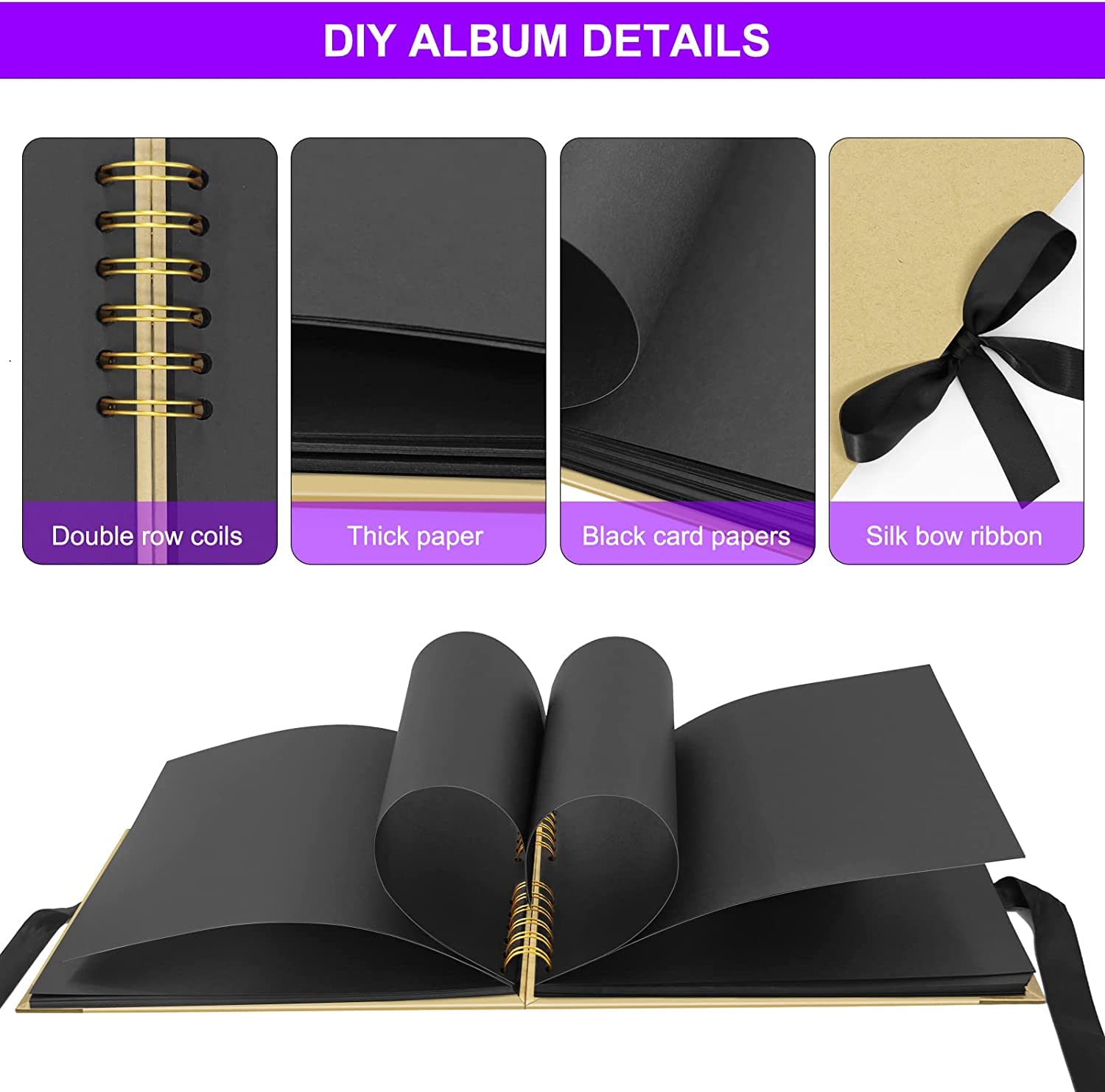 DIY Kraft 11.5 X 8.5 Inches Bow Tie Casement Scrapbook Photo Album with Accessories Photo Cover Scrap Book Scrapbooking Kit