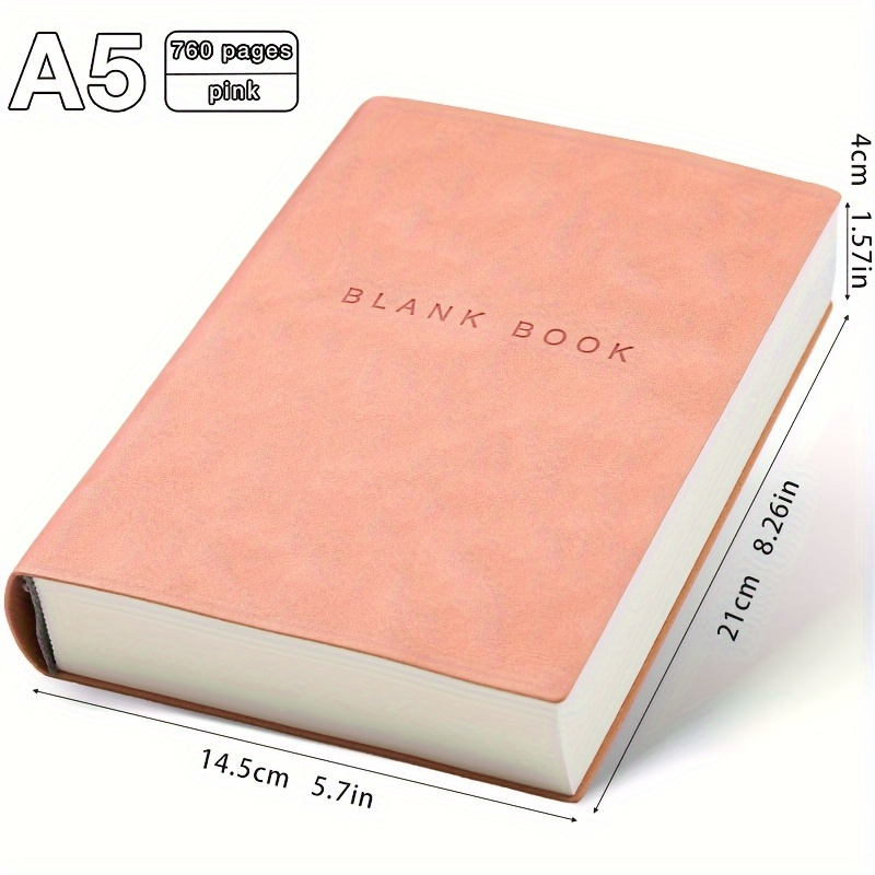 A5 Luxurious & Durable Faux Leather Ultra Thick Blank Notebook for Work School Writing Leather Softcover 100 GSM Thick Paper