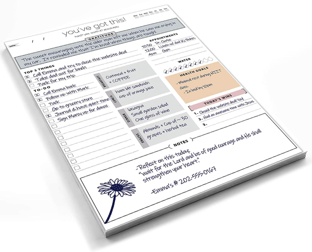 Daily Planner Pad with 60 Undated 8.5x11" Tear-Off Sheets To Do Lists Notepad