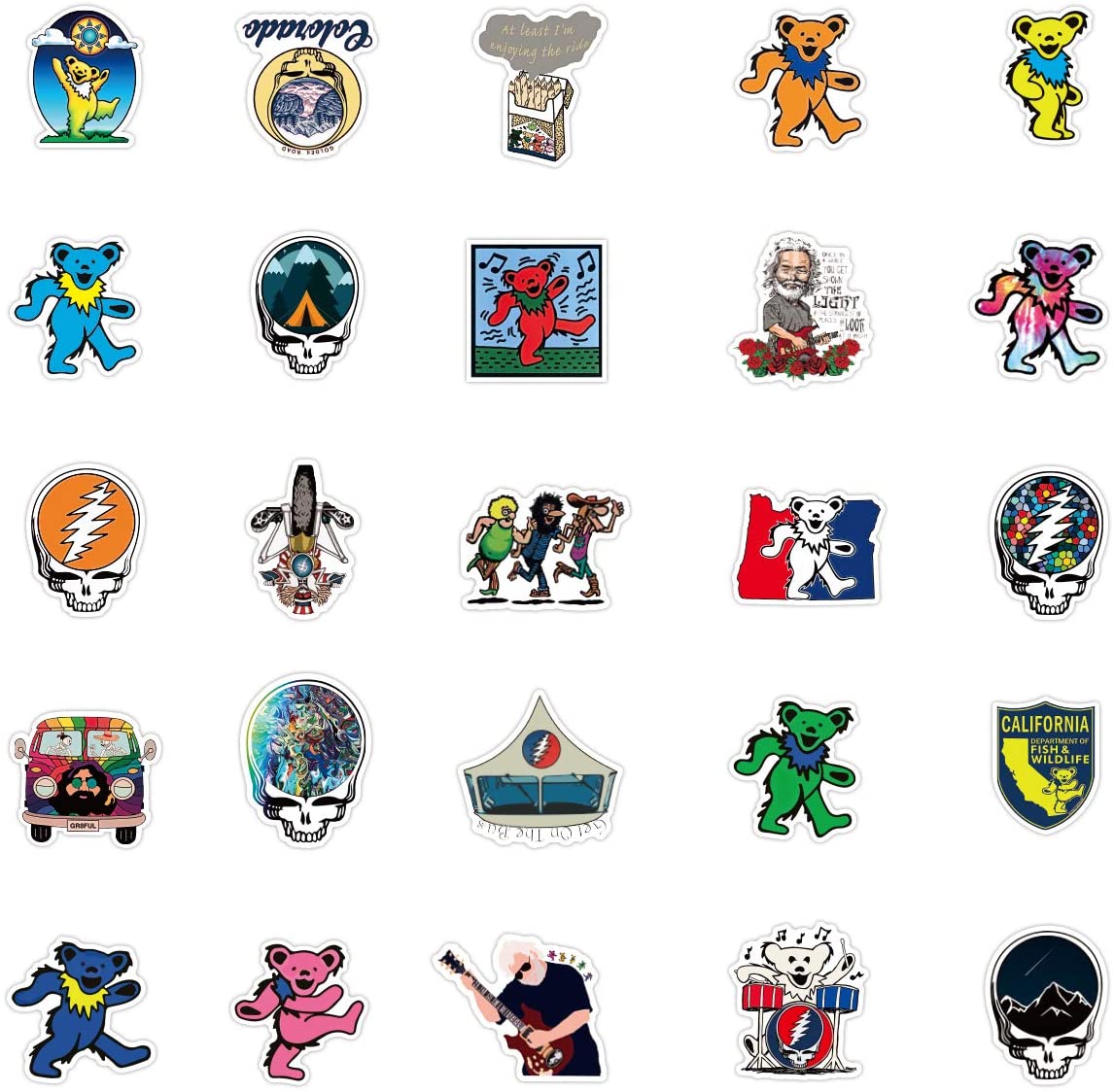 Grateful Dead Sticker Waterproof for Laptop Skateboard Luggage Adults Stickers