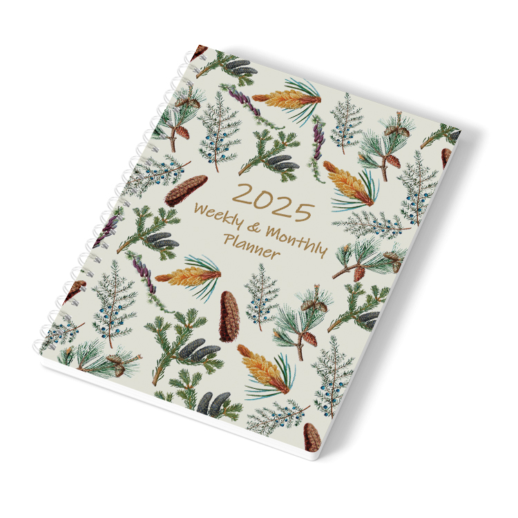 2025 Customizable Floral Cover Manifest Dairy Notebooks Twin-wire Biding 18 Monthly Planner Academic Planner And Journals