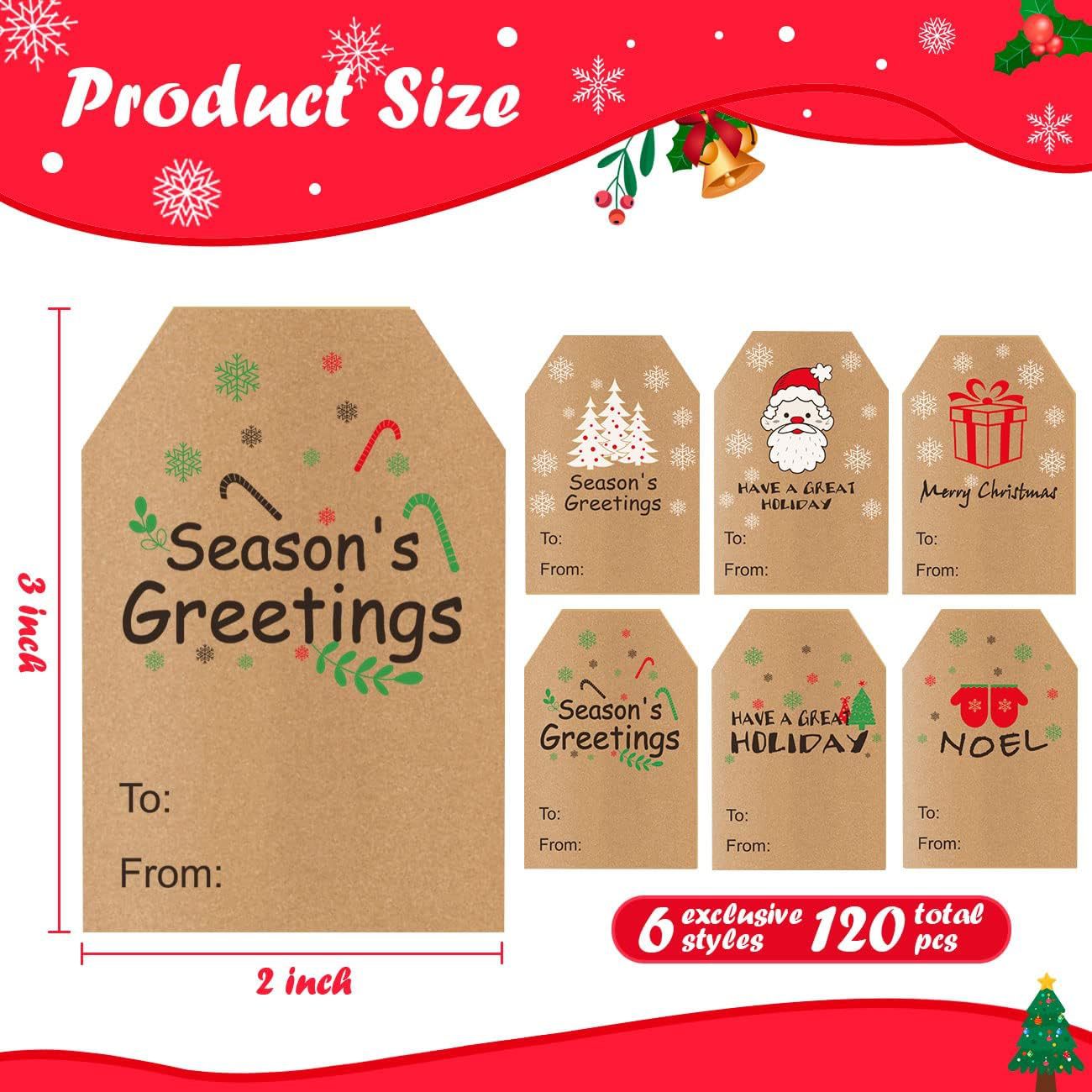 Kraft Stickers for Packaging Label Wholesale 6 Styles Brown Christmas Holiday Gift Packaging Sticker Label