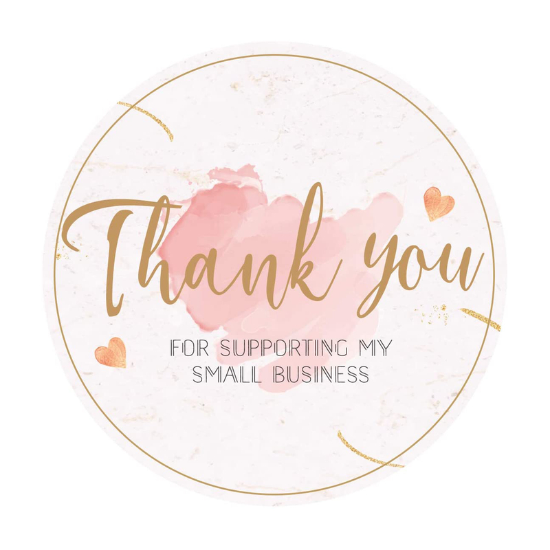 Thank You for Supporting My Small Business Label Elegant Blush Pink Gold Foil Thank You Stickers