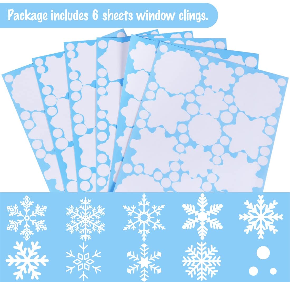 White Snowflakes Window Clings New Year Merry Christmas Decorative Stickers