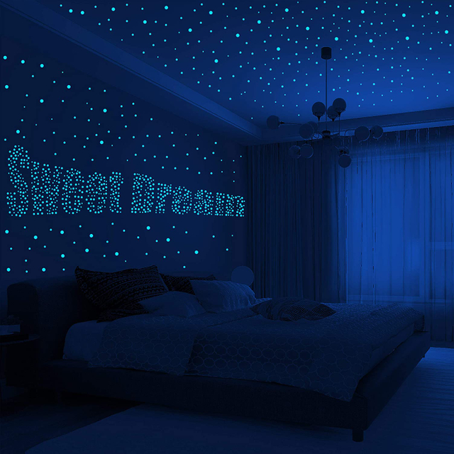 Glow in The Dark Stars with Crescent Moon Luminous Fluorescent Stickers Children's Room