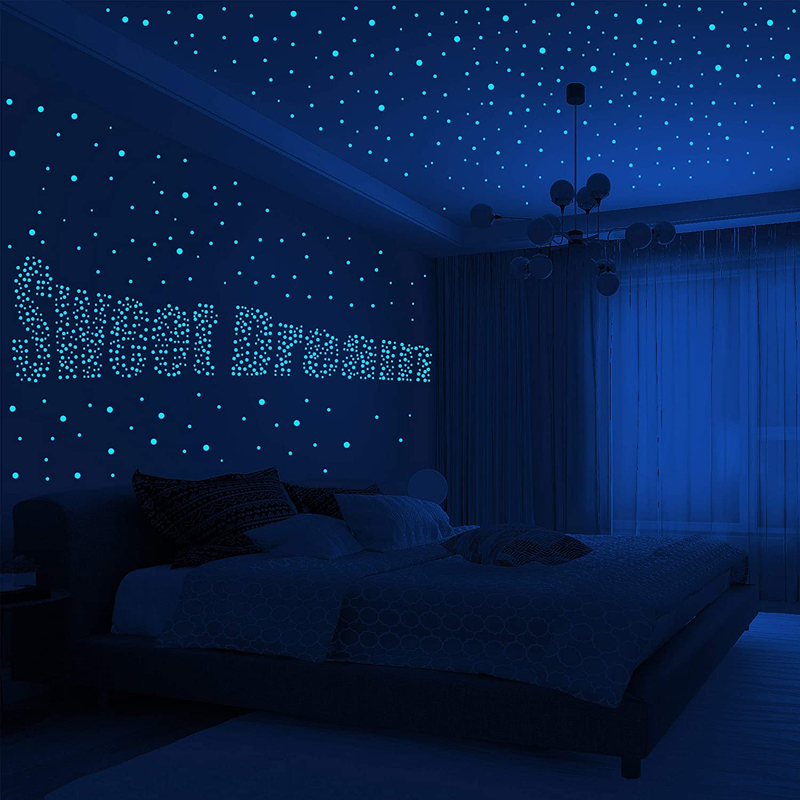 Glow in The Dark Stars with Crescent Moon Luminous Fluorescent Stickers Children's Room