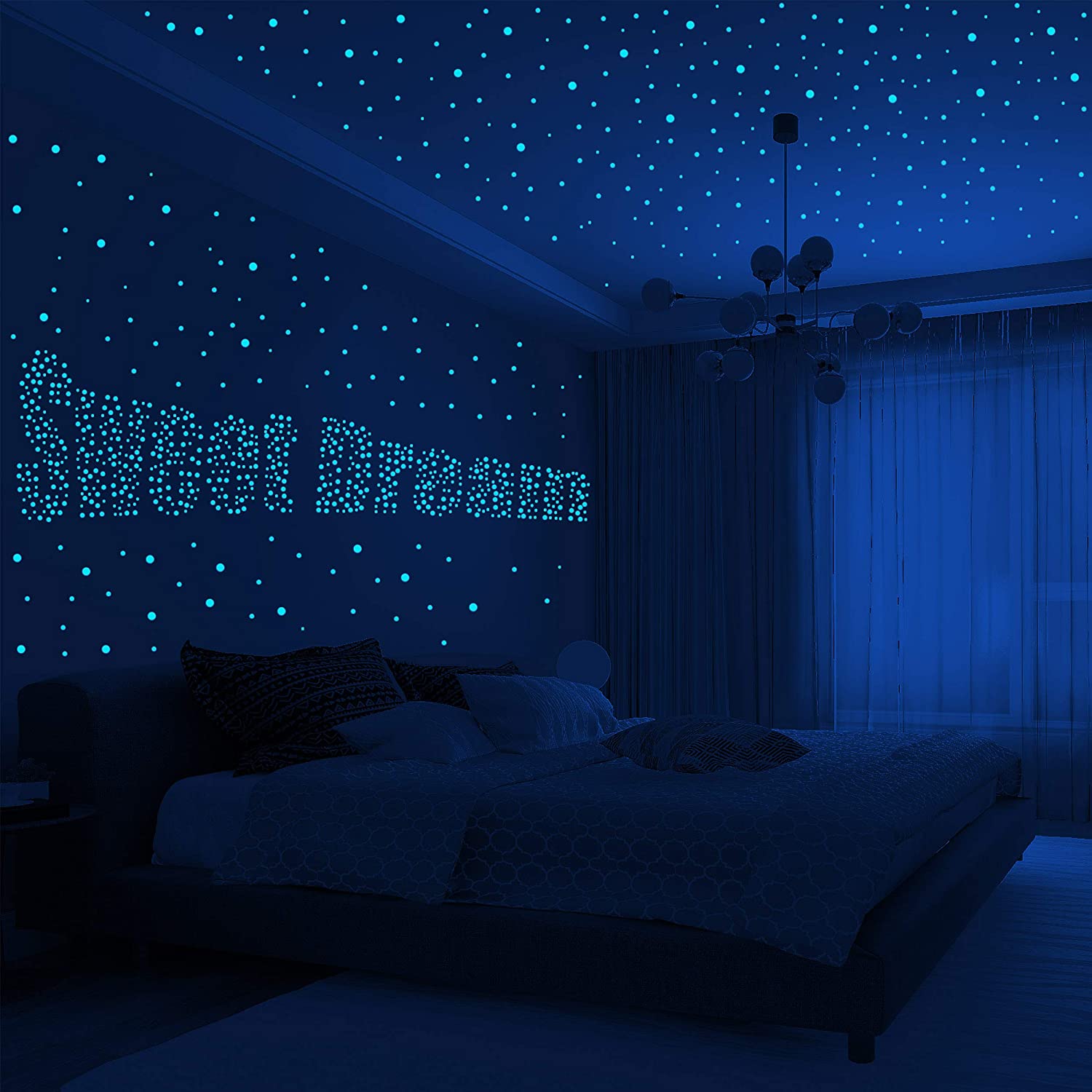Glow in The Dark Stars with Crescent Moon Luminous Fluorescent Stickers Children's Room