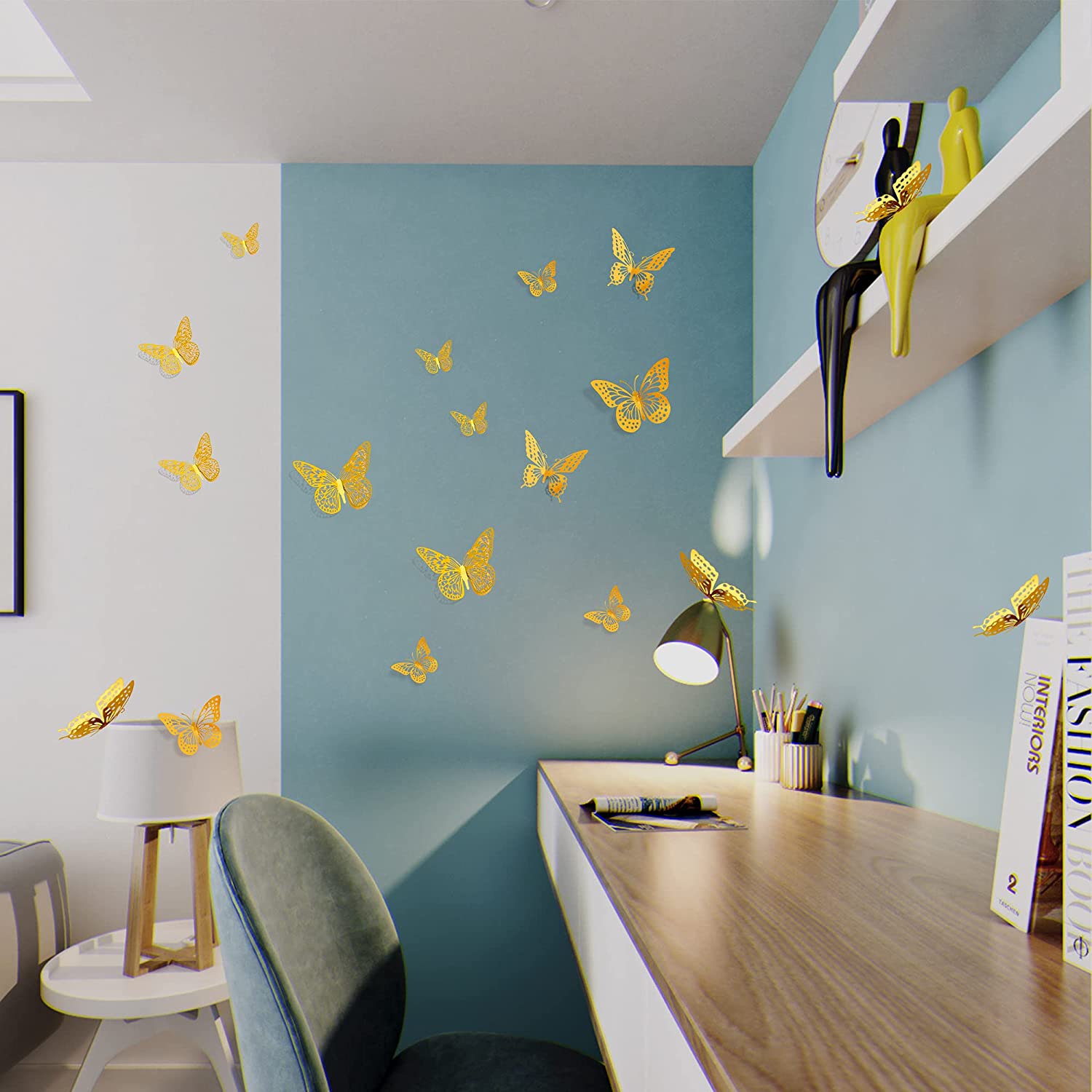 3D Metallic Butterfly Wall Decor 3d Butterfly Removable Wall Stickers