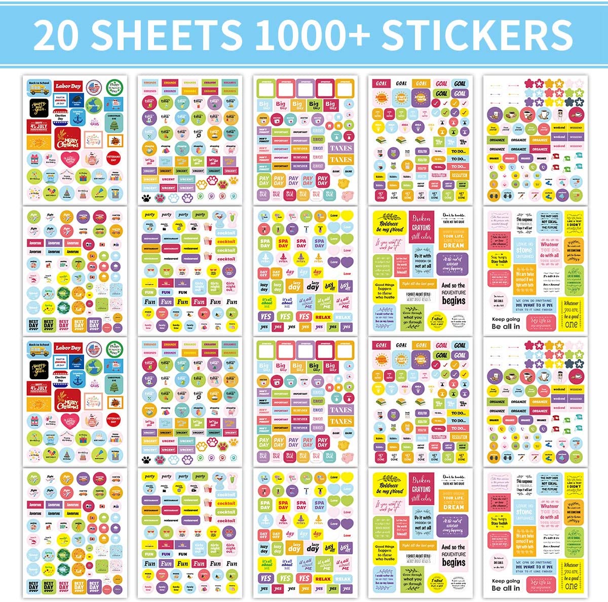 Planner Stickers Monthly Weekly Daily Colorful Journal Stickers Scrapbooking