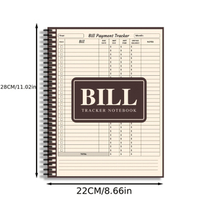 Monthly Spiral-Bound Notebook - Bill Tracker & Budget Planner with Payment Checklist for Adults