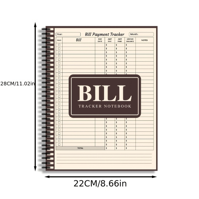 Monthly Spiral-Bound Notebook - Bill Tracker & Budget Planner with Payment Checklist for Adults